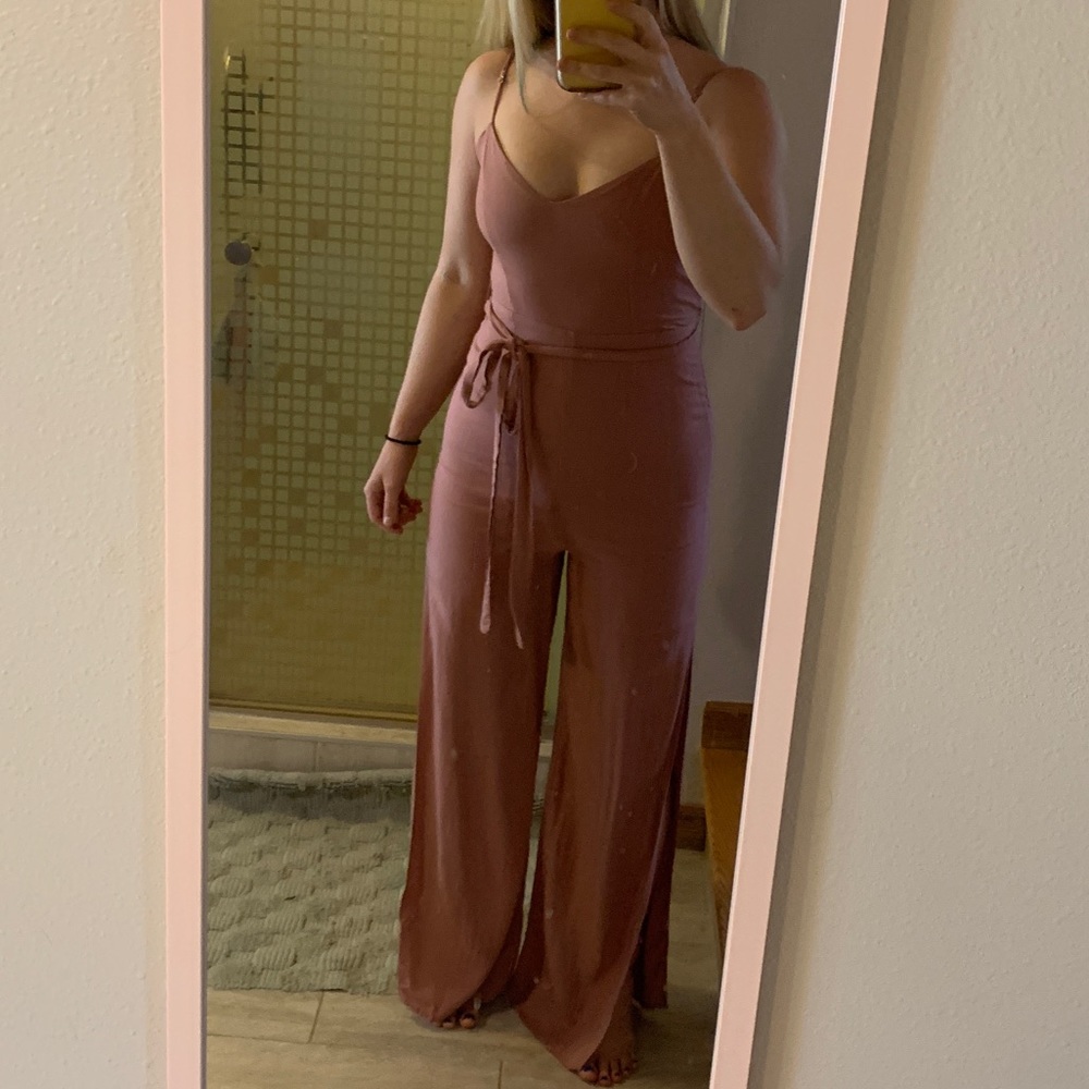 Lulus Just Breathe Jumpsuit Mauve S